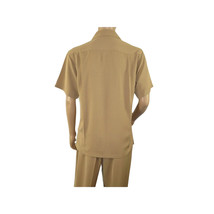 Mens INSERCH 2pc Walking Leisure Suit Shirt Pants Set Short Sleeves 9356 Khaki image 4