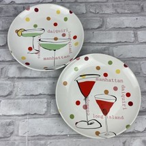 Rosanna Dessert Alcohol 2 Plates 8.25&quot; Daiquiri Manhattan Cosmo Long Island - $356.63 MXN