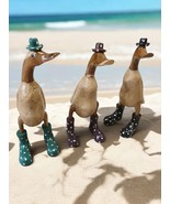Decorative Wooden Duck Wellies Hat Bamboo Bird Sculpture Statue Stands A... - $77.61