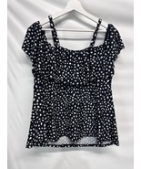 Island Escape Black, White Polka Dots Tankini Swim Top Underwire Plus 22W - $17.79