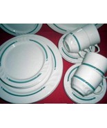 SYRACUSE 15pc Restaurant Dinner Salad Plates Cup Saucer Turq Black~Thund... - $280.41 MXN