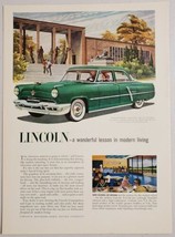 1952 Print Ad Lincoln Capri 4-Door Green Car Drop Kids at School - £12.01 GBP