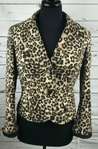 Dana Buchman Petite Leopard Print Short Jacket Coat Button Up Petite 8 M... - £35.35 GBP