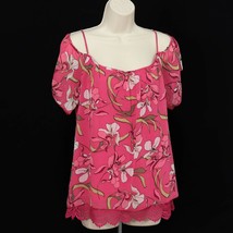 Kut From The Kloth Womens Cold Shoulder Top S Small Tank Pink Floral Lac... - $42.74