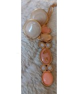 Pink &amp; Peach Pendant  Iridescent Beads &amp; Gold Flakes  W/2 Pair Of Earrings - $6.99