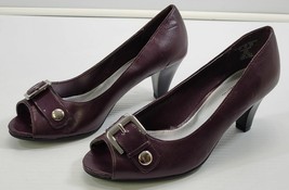 *M) Jaclyn Smith Women&#39;s Burgundy Jacey Dress Pump Heel Open Toe Shoes S... - $9.89