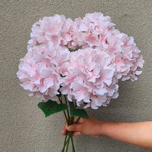 Pink Hydrangea Artificial Flowers 5 Pcs, Silk Hydrangea Flowers with Stems, Faux - £11.70 GBP