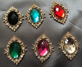 10pcs oval acrylic Rhinestone buttons,dressing,hair accessories flat But... - $9.80