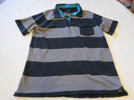 Boys Hurley polo shirt short sleeve cotton skate surf Youth XL black gre... - $15.43