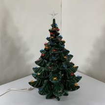 Vtg Atlantic Mold Ceramic Christmas Tree 23” MCM Bow Ribbon Lights Green Retro - £466.02 GBP