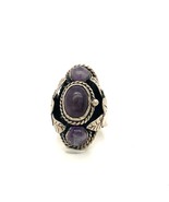 Vintage Sterling Signed CBS Taxco Mexico Amethyst Pillbox Adjustable Rin... - $101.83 CAD
