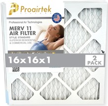 Proairtek AF16161M11SWH Model MERV11 16x16x1 Air Filters (Pack of 2) - £13.58 GBP
