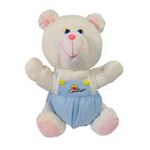 Interpur Avon White Teddy Bear Plush Nylon Parachute Stuffed Animal Blue Overall - $12.94