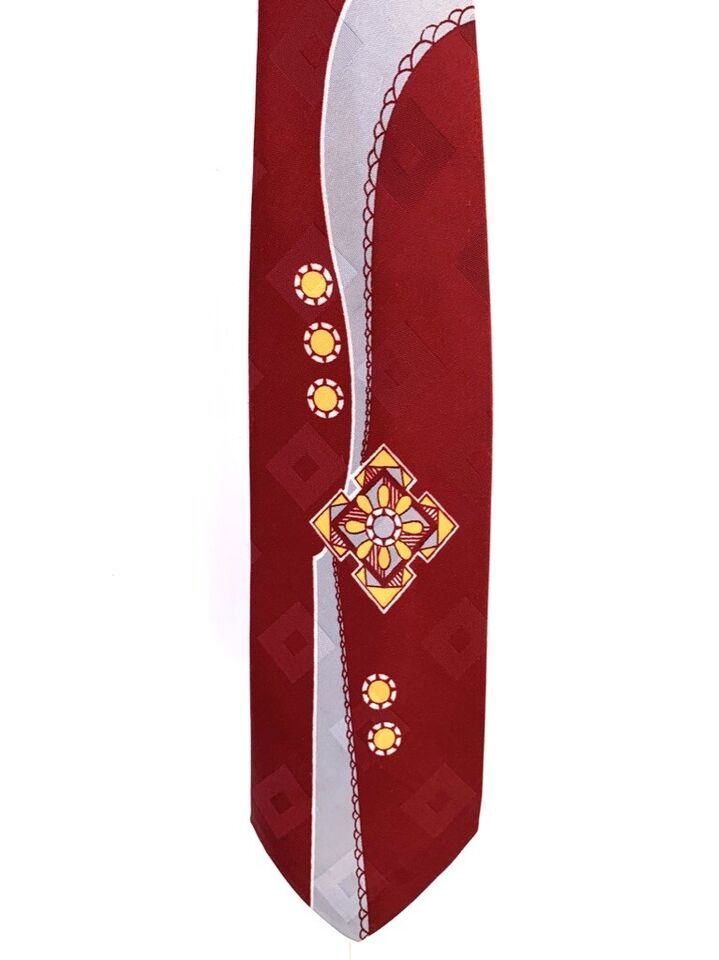 50&#39;s Retro VTG Swing Era NECKTIE TIE Acetate Print &quot;Modern Abstract&quot; Zoo... - $43.66