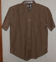NWT MENS ZINC BROWN CHAMBRAY WRINKLE RESISTANT &amp; ZORREL STAIN ARMOR SHIR... - £19.85 GBP