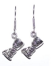 Earrings Metal Wine Glass Charm Sterling Wire 1 1/2 &quot; - £7.90 GBP