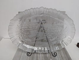 Mikasa Crystal Winter Dreams Christmas Large Oval Serving Platter Vintag... - $29.97