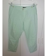 BANANA REPUBLIC LADIES PALE GREEN COTTON/LINEN THIN CROPPED PANTS-2-NWOT... - $6.79 CAD