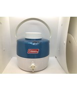Vintage 70s Coleman Teal Blue White 1 Gal Thermos Cooler Water Jug Bever... - $21.66 CAD