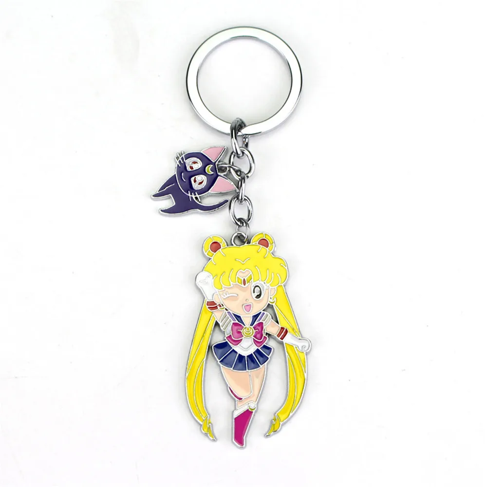 Anime Sailor Moon Keychain Key Ring Sailor Moon Luna Cat Cosplay Accessories - £7.18 GBP