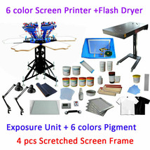 Full Set 6 Color 6 Station Exposure Unit &amp; Flash Dryer Silk Screen Printing Kit - £1,808.72 GBP