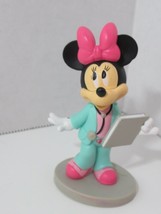 Disney Minnie Mouse as Doctor or Nurse figure green scrubs pink bow cake topper - £11.66 GBP