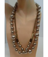 Chicos Bold Tan Faux Pearl Chunky Necklace-Adjustable to 52&quot; - £15.57 GBP