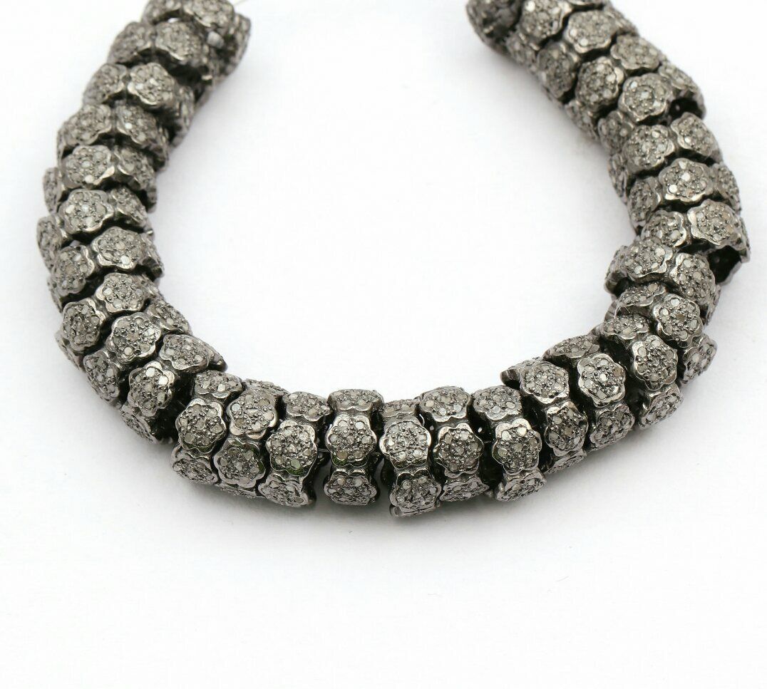 1Pc Pave Diamond Spacer Beads 925 Silver Round diamond beads Findings Je... - $26.90