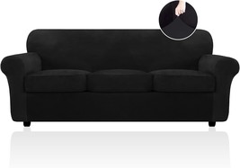 Festicorp Velvet Sofa Cover For 3 Cushion Couch Sofa Slipcovers For Sofas, Black - £47.81 GBP