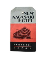 Vintage New Nagasaki Hotel Luggage Tag Japan Red Black - $8.82