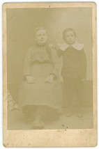Circa 1880&#39;S Named Cabinet Card Adorable Affectionate Brother &amp; Sister in Studio - £7.43 GBP
