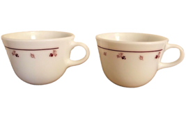 Pyrex Burgundy Rose Coffee Tea Cups Vintage Mugs C Handle 7 oz Set Of 2  - $9.99