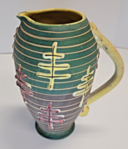 Elbee Italy Art Pottery 7&quot; Applied Art Matte Glaze Pitcher Numbered Signed Vtg - £23.57 GBP