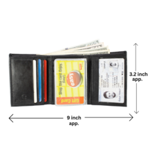 Mens Black Lambskin Leather Trifold Wallet ID Window Credit Card Case ID Holder - £9.66 GBP