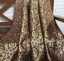 Indian Banarasi Brocade fabric Burgundy & Gold Fabric Wedding Dress Fabric -NF09 - £5.86 GBP - £8.60 GBP