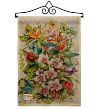 Orchid Splendor with Birds Burlap - Impressions Decorative Metal Wall Hanger Gar - £27.09 GBP