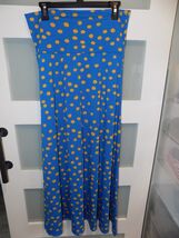 LULAROE BLUE AND GOLD POLKA DOTS MAXI SKIRT SIZE L WOMEN'S NWOT - $30.00