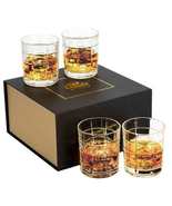 Bourbon Glass Set of 4 Old Fashioned Whiskey Glasses Tumbler 10 Oz Rock ... - $49.99