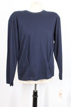 NWT Vtg 90s Liz Claiborne Sport LP Navy Blue Gathered Waist Knit Cotton Top USA - £22.40 GBP