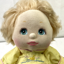 Vintage Mattel My Child Felt Girl Doll Blonde Hair Aqua Green Eyes Ducky Dress - $43.65
