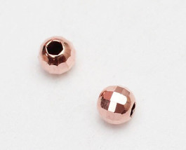 1 pc 14k solid yellow gold 3 mm round MIRROR facet  beads / loose - £10.31 GBP