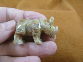 (Y-RHI-17) tan RHINO rhinoceros SOAPSTONE gemstone Stone FIGURINE I love... - $8.59