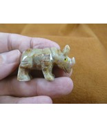 (Y-RHI-17) tan RHINO rhinoceros SOAPSTONE gemstone Stone FIGURINE I love... - $8.59