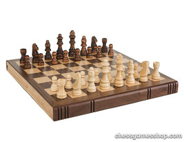 Wood folding chess set poplar gift item-chess board and pieces - £38.24 GBP