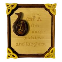 Islandcraft Celtic Carvings Wooden Wall Plaque Irish Blessing Knot Decor - $22.50