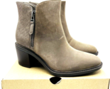 Clarks Scene Zip Leather Healed Ankle Boots - Dark Taupe, US 9M / EUR 40 - $32.67