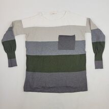 LoveStitch Womens Small Sweater Beige Green Grey  Stripe Long Sleeve - $17.90