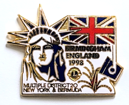 Lions Club 1998 Birmingham England Pin Statue of Liberty NY Bermuda Dist... - $12.99