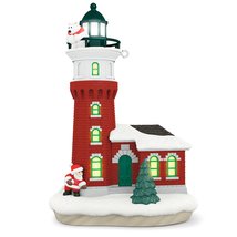 Hallmark Keepsake 2017 Santa and Polar Bear Holiday Lighthouse Dated Christmas O - £46.50 GBP