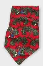 Salvatore Ferragamo Silk Neck Tie Red Green Hunter Made in Italy Tree Animal - £35.16 GBP